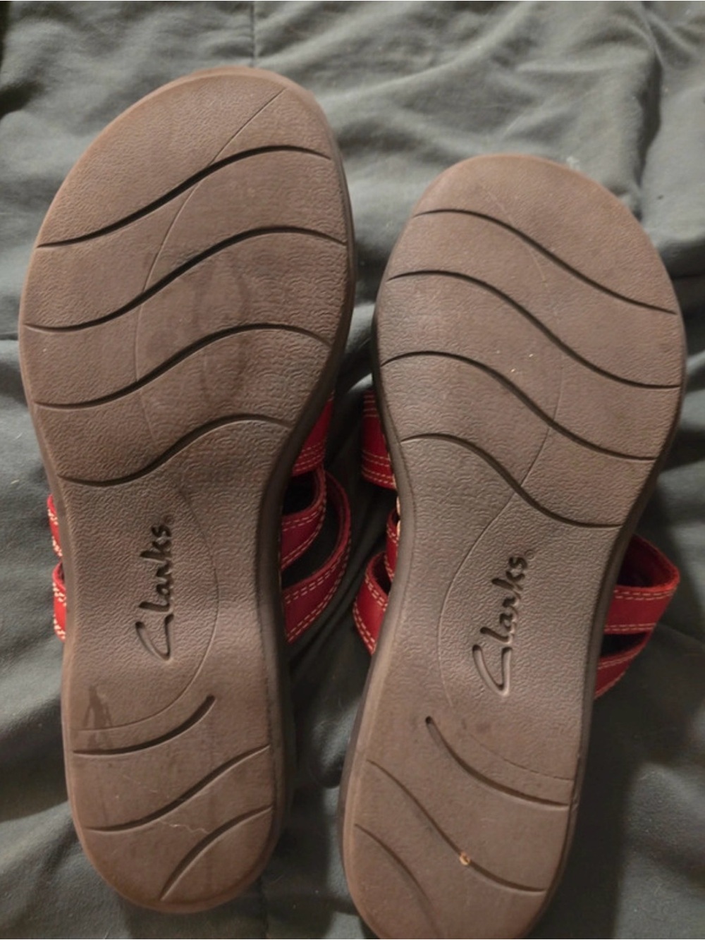 Clarks Women's Red Leather Multi-Strap Slide Sandals - Picture 4 of 4